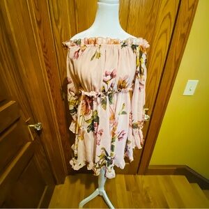 Fashion Nova Pink and Orange Ruffled Top